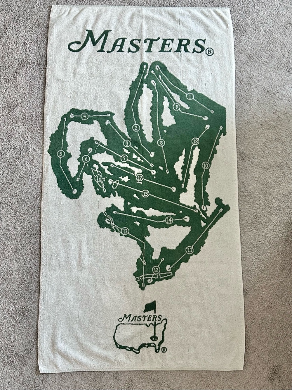 Vintage Augusta National Golf Club  Beach Towel. 100% Cotton. 74” X 36”